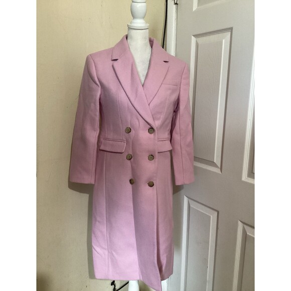 J. Crew Double Breasted Topcoat in Italian Melton Wool Blend Light Pink 0P - Picture 2 of 8